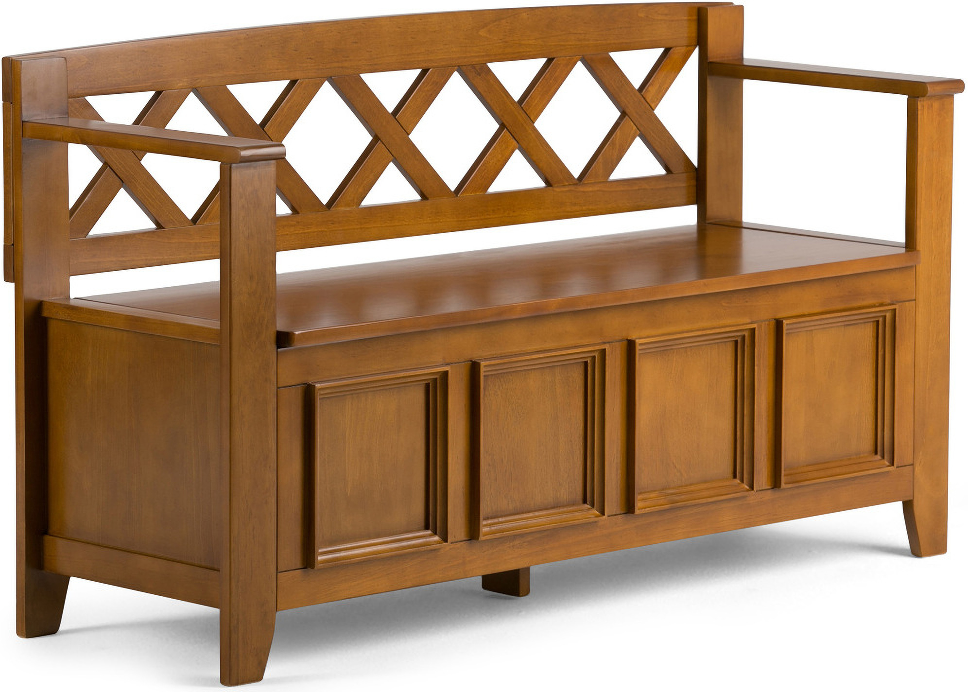 Tropics Storage Bench with X Back and Side Design In Light Avalon Brown ...