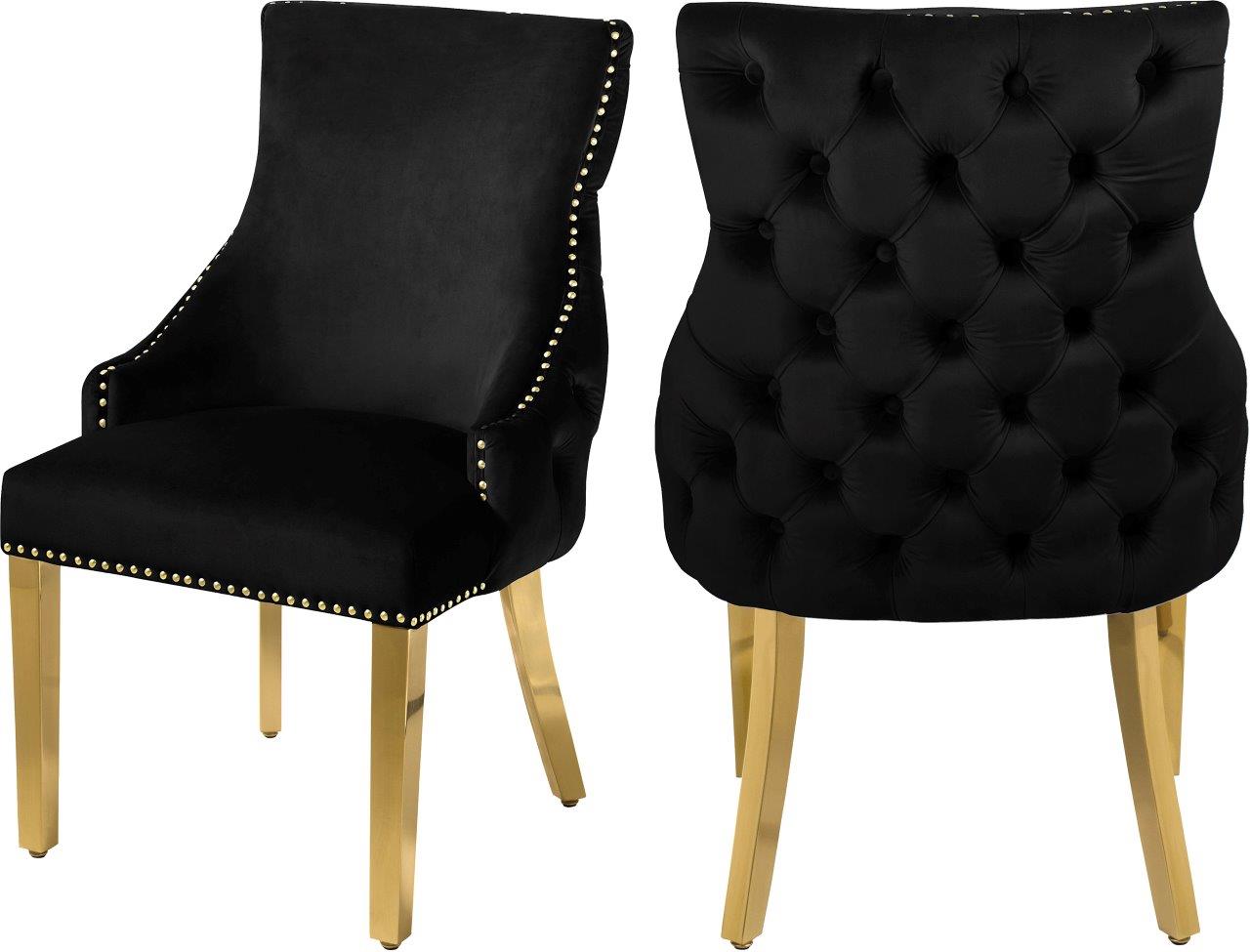 Black velvet 2025 tufted dining chairs