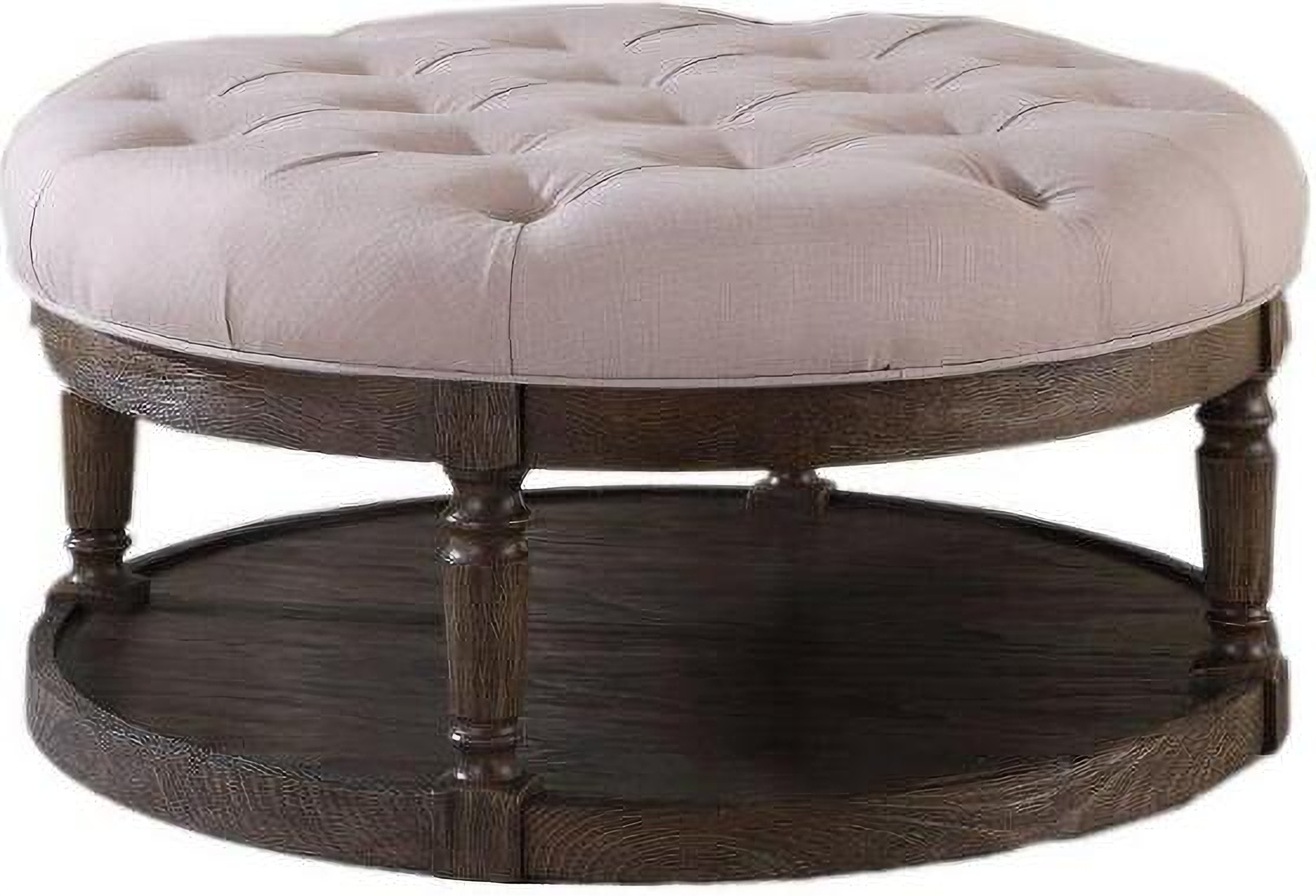 Sophie Round Tufted Linen Chair - Solid Hardwood