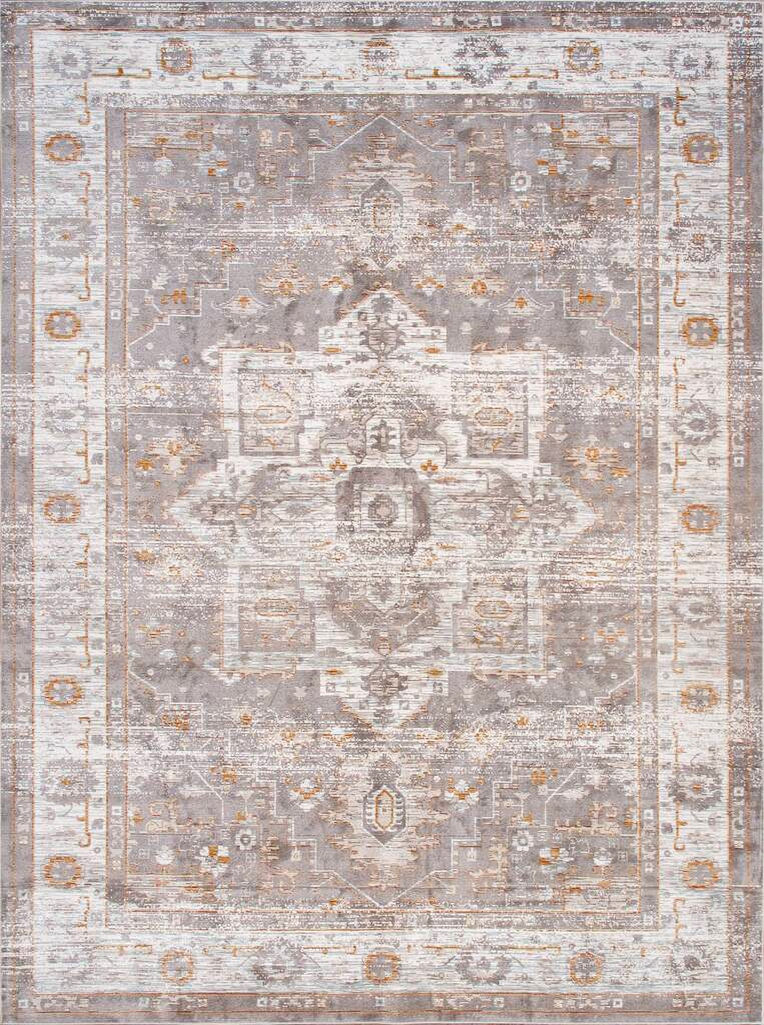 Turkish Area Rug Texture Turkish Heritage Design Area Rug-10' x 14' In Grey and Ivory by ...