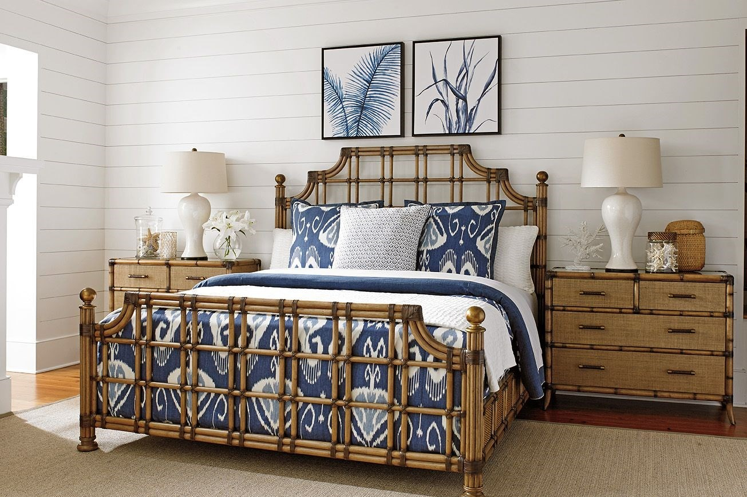 Twin Palms St. Kitts Rattan Panel Bedroom Set by Tommy Bahama