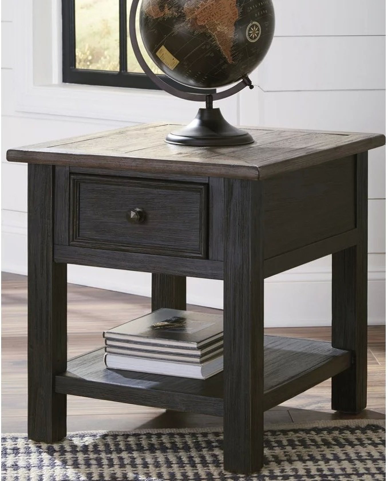 Tyler Creek Brown And Black Rectangular End Table 1stopbedrooms