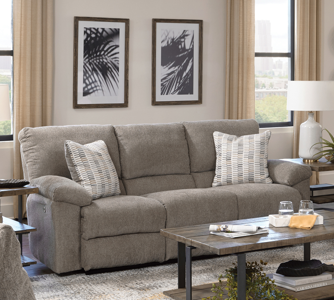 Tyler Power Reclining Sofa In Pewter By