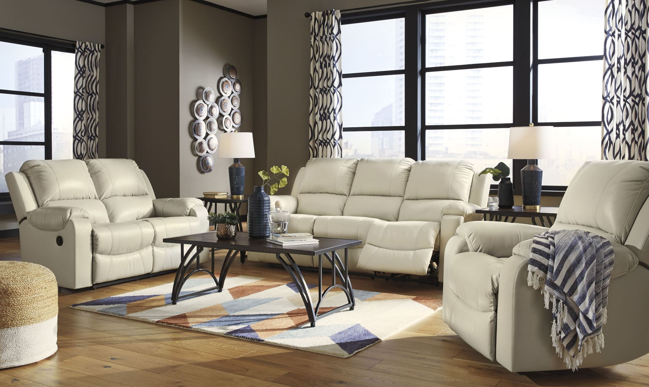 Rackingburg Cream Power Reclining Living Room Set