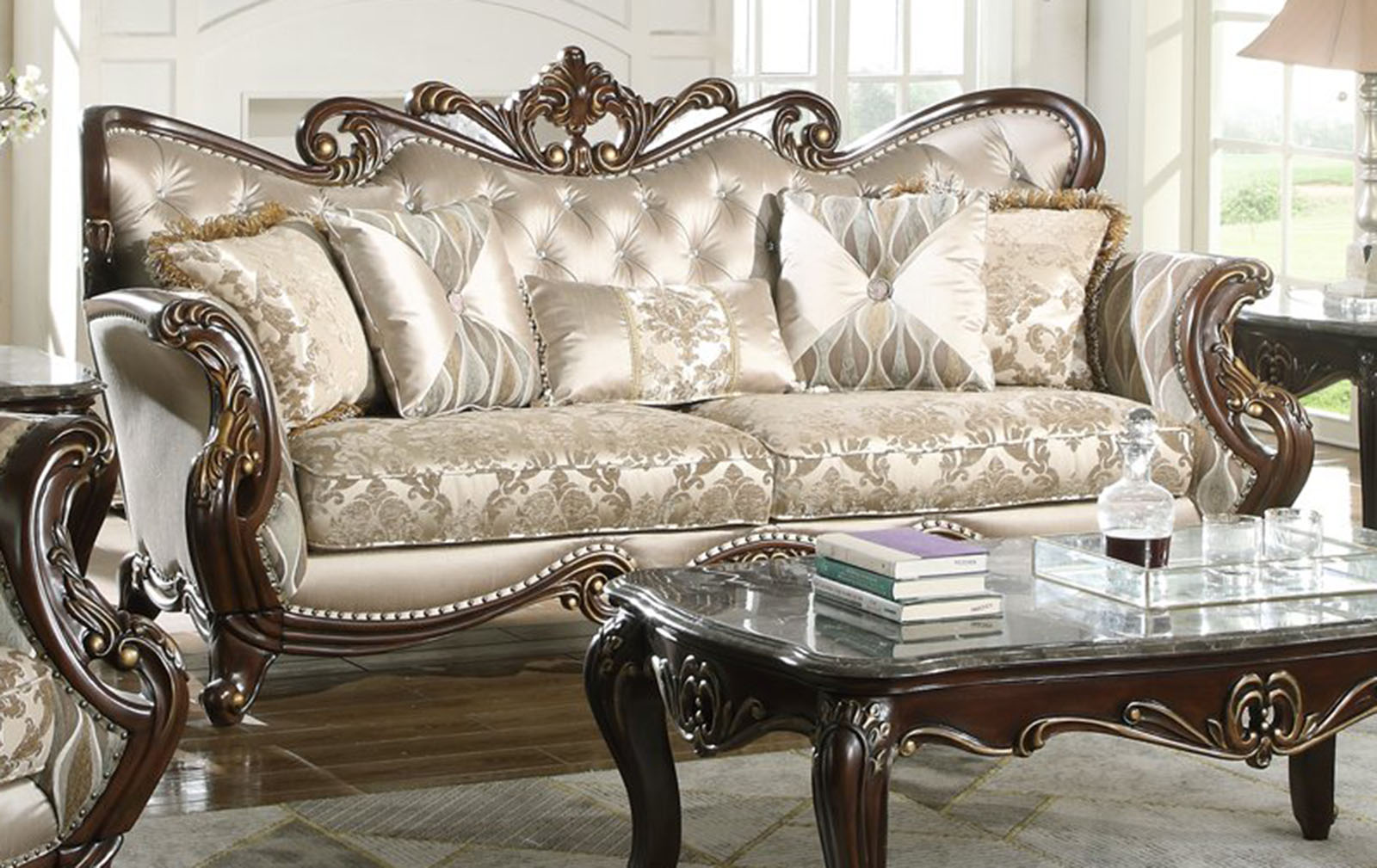 Ophelia Antique Gold Living Room Set 1stopbedrooms