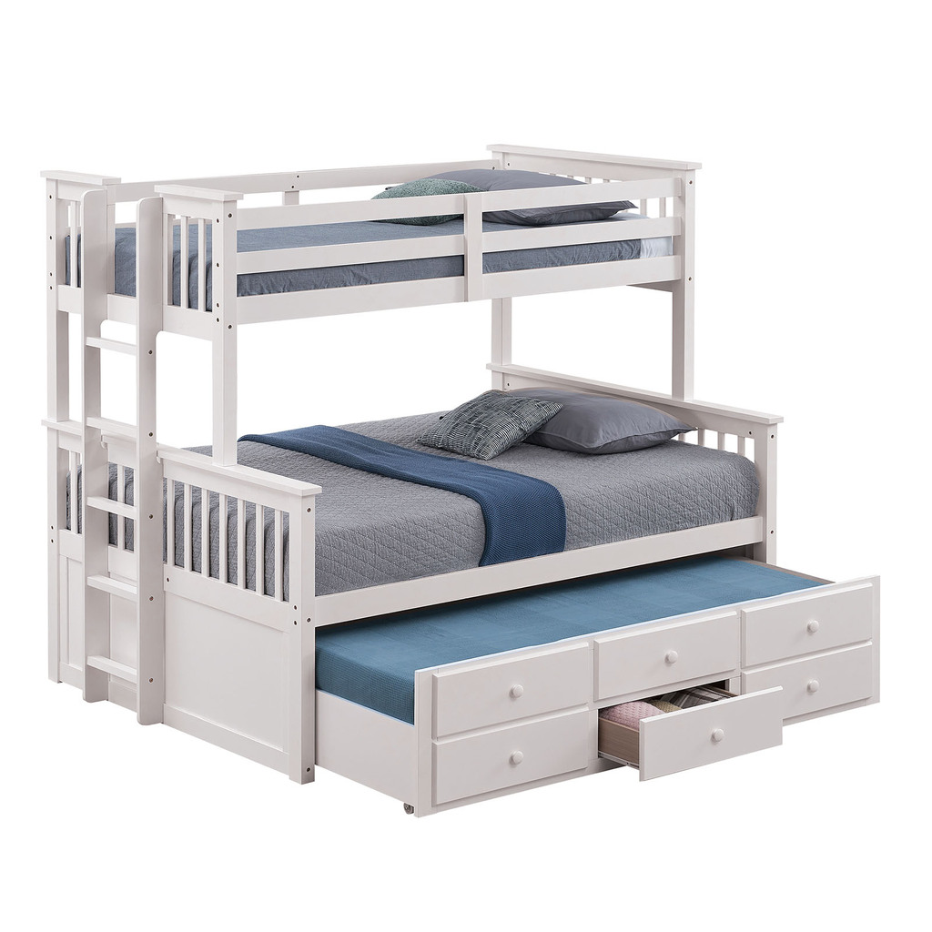 University Twin Over Full Bunk Bed In White by Furniture of America ...