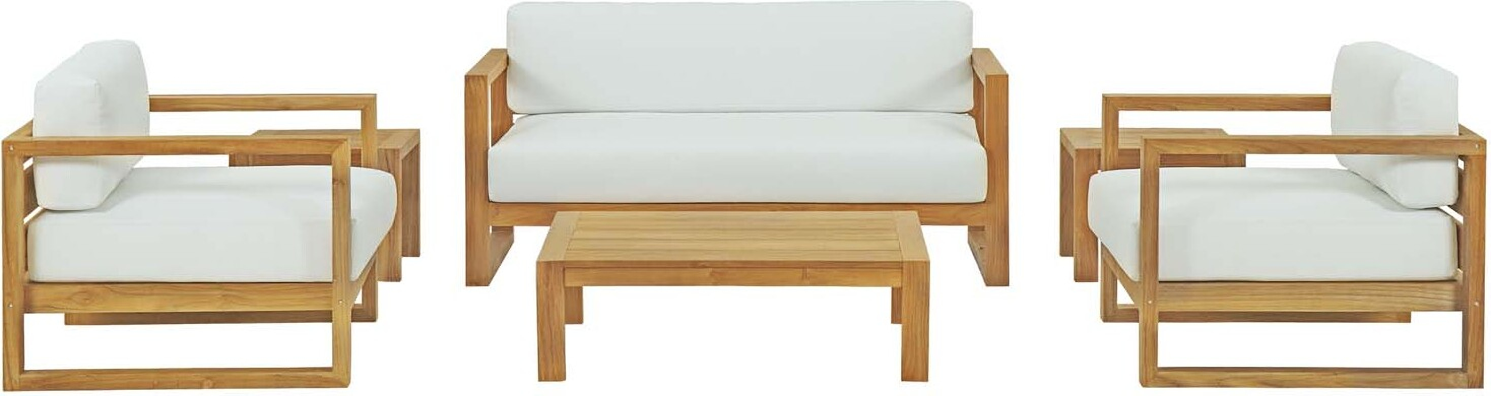 Upland 6 Piece Outdoor Patio Teak Set In Natural White