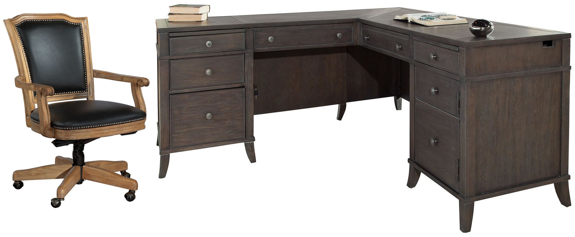Urban Gray Executive LDesk Home Office Set