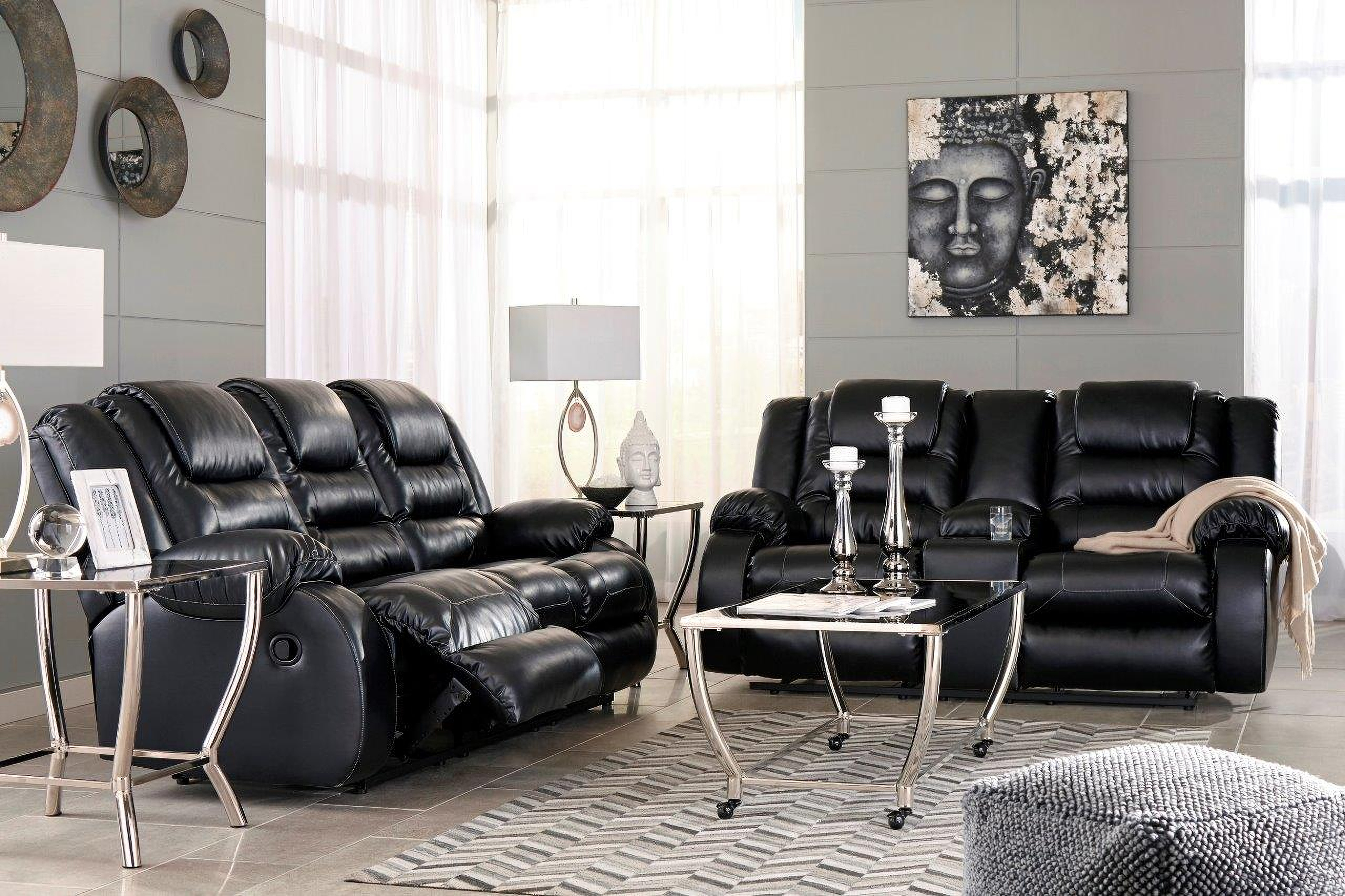 Vacherie Reclining Living Room Set In Black by Ashley Furniture 1StopBedrooms