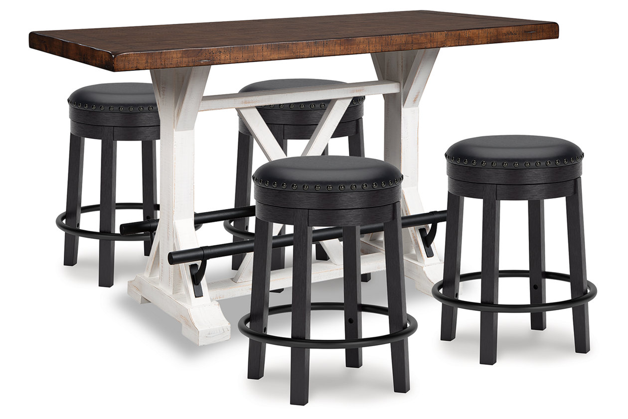 Valebeck Counter Height Dining Room Set In Brown and Black by