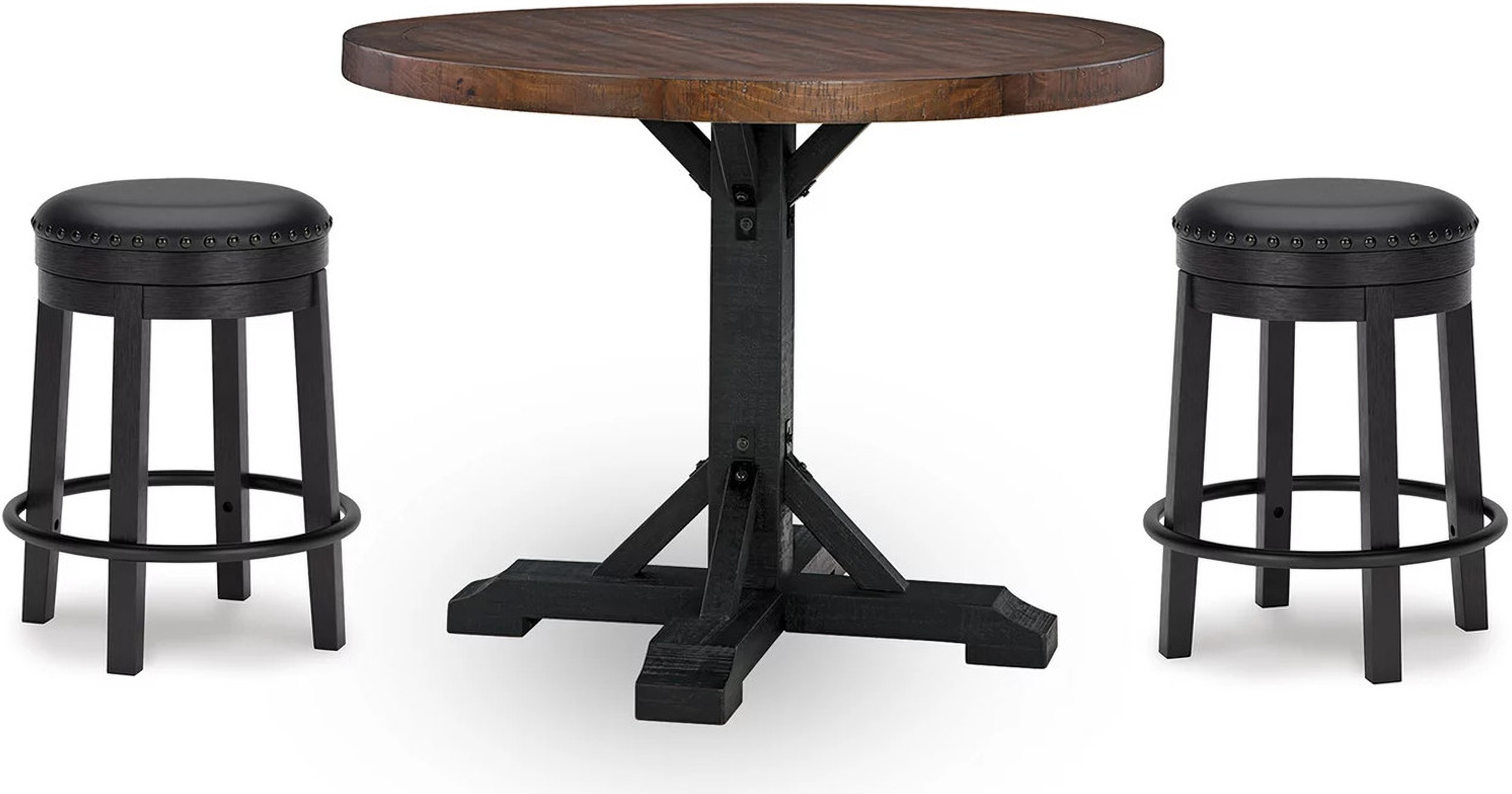 Valebeck Counter Height Dining Table and Barstools In Black and