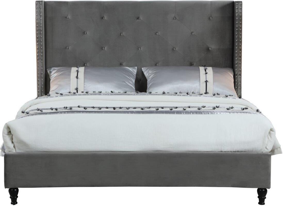 Best Master Jamie Velvet Upholstered Tower High Profile Queen Bed