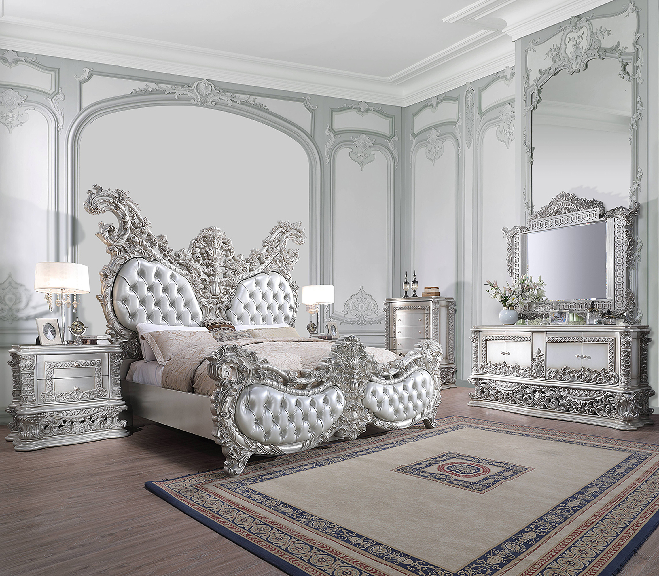 Valkyrie Bedroom Set In Light Gold And Gray Finish by ACME
