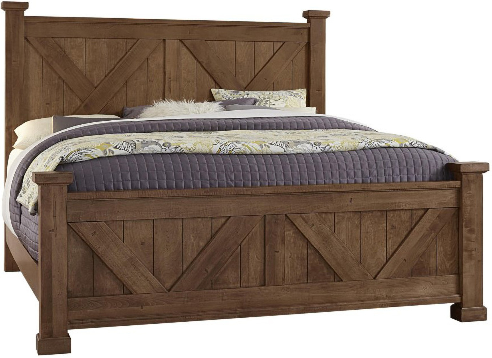 Cool Rustic King Barndoor X Headboard And Footboard Bed In Amber by