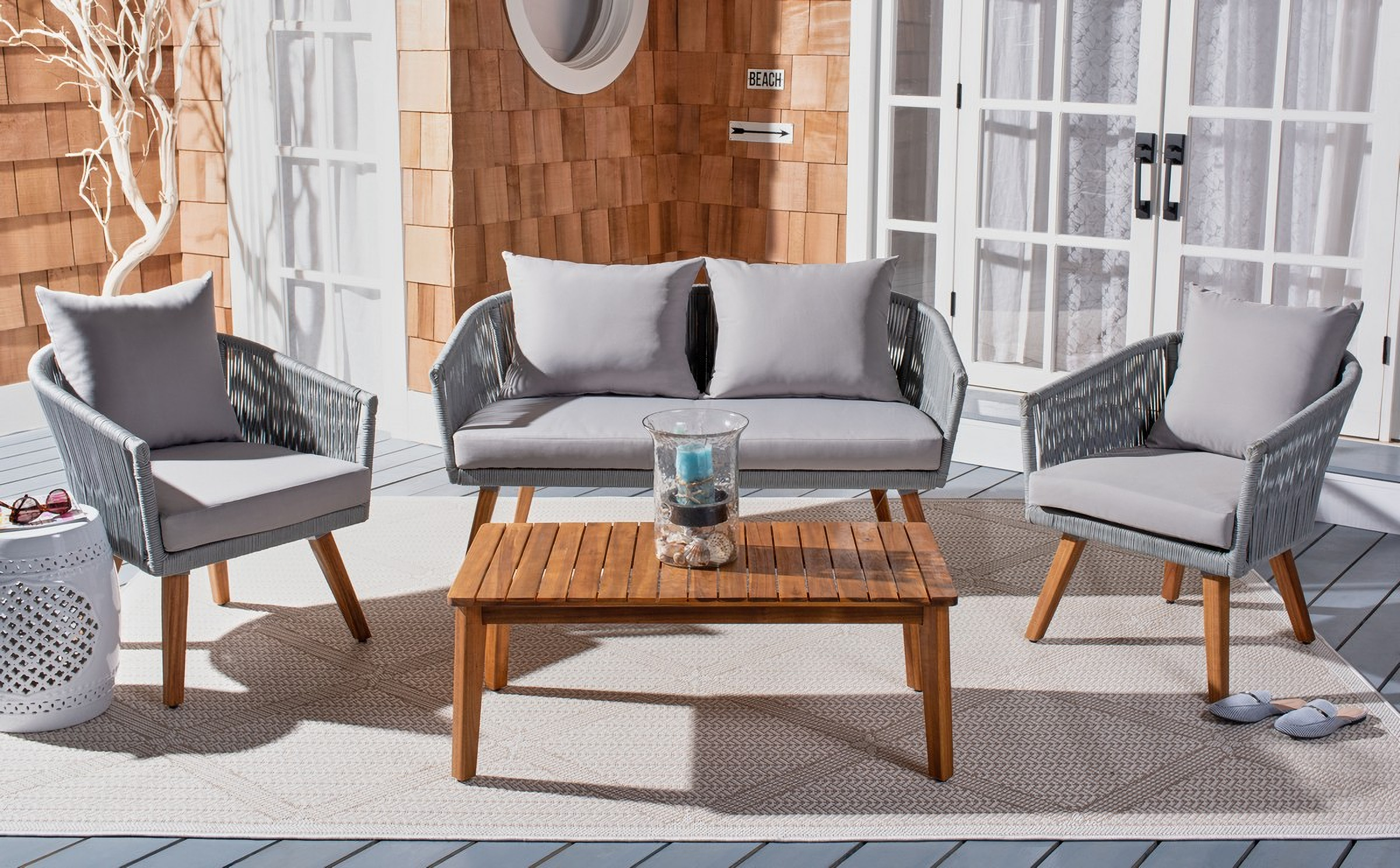 Velso 4 Piece Living Set In Grey by Safavieh | 1StopBedrooms