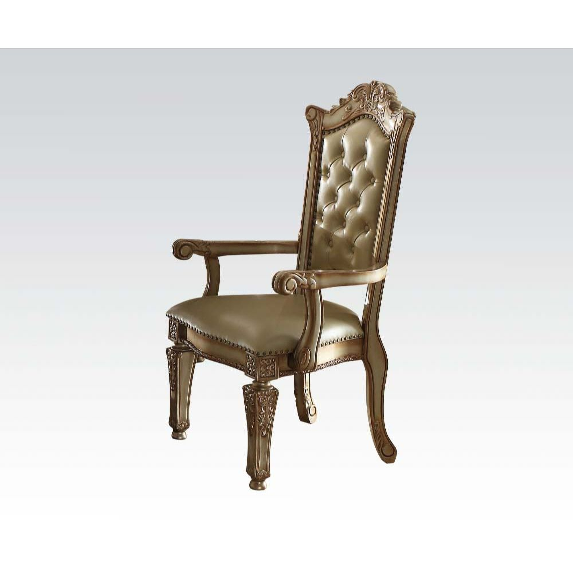 Acme DN01220 Sorina Arm Chair, PU Antique Gold Finish