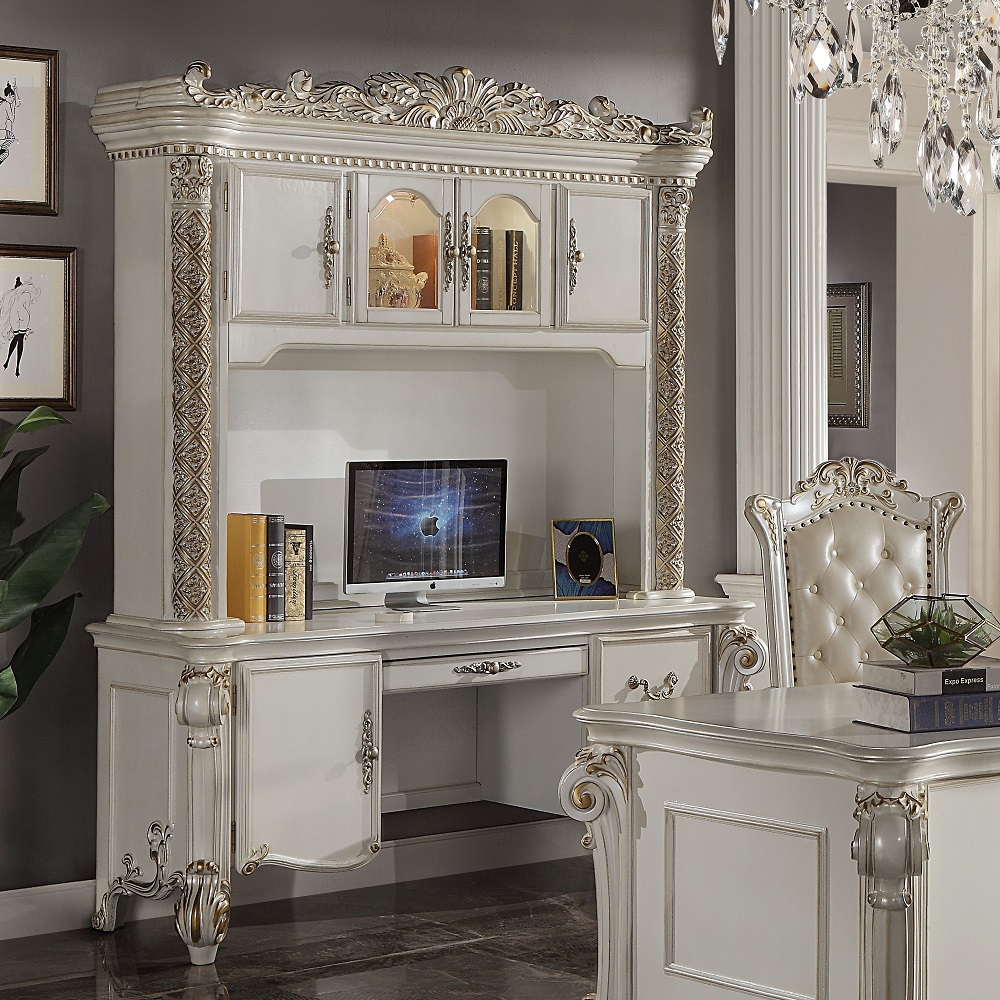 Vendome Computer Desk And Hutch In Antique Pearl by ACME