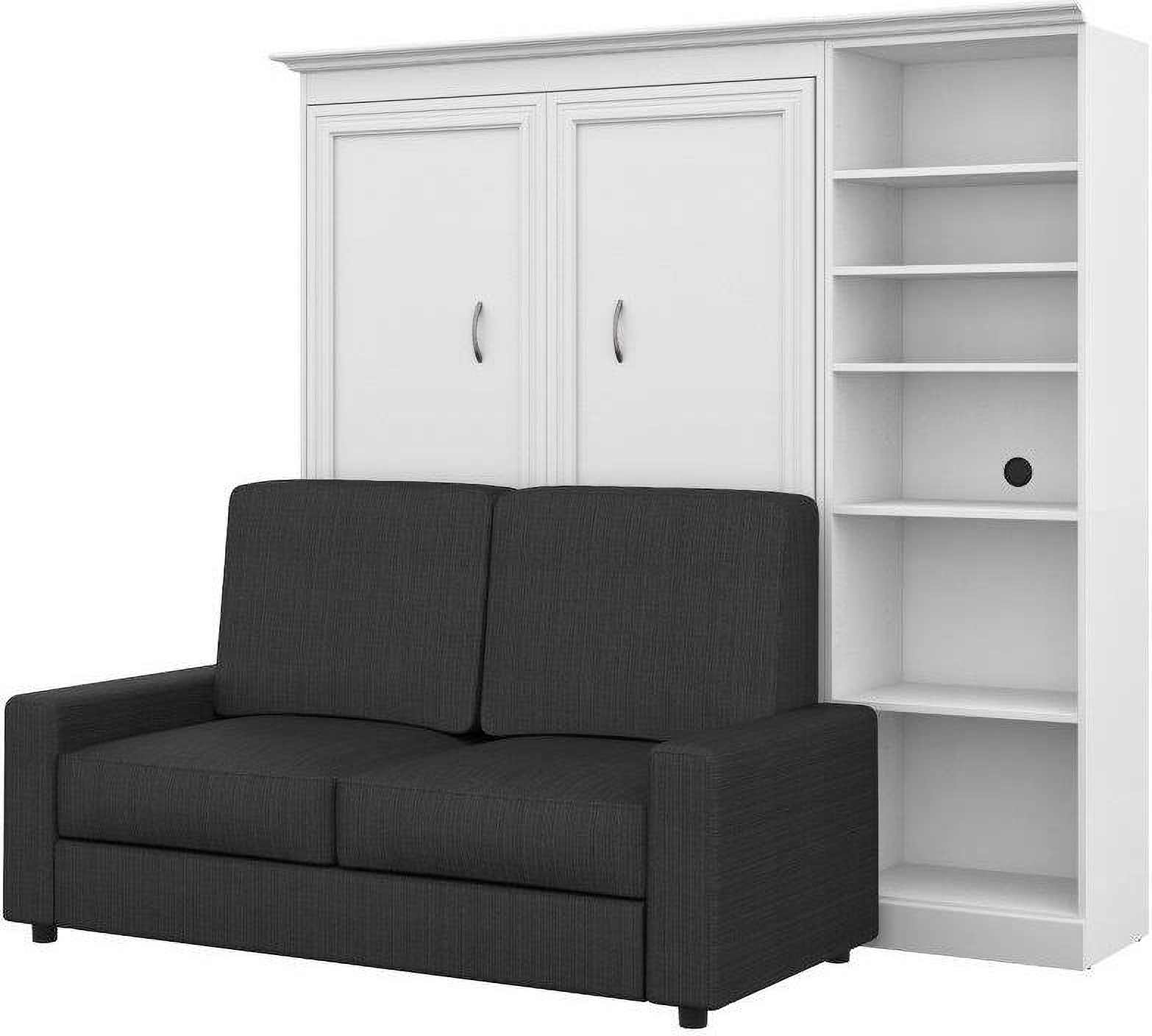 Versatile by Bestar 3Piece Full Wall Bed, Storage Unit and Sofa Set White and Grey