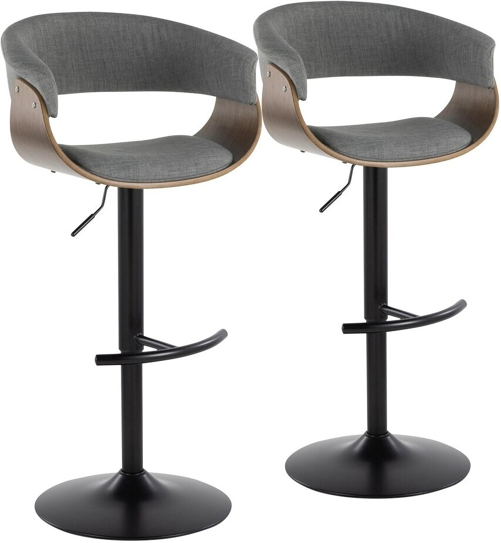 Vintage Mod Adjustable Height Barstool Set of 2 In Grey/Brown by ...