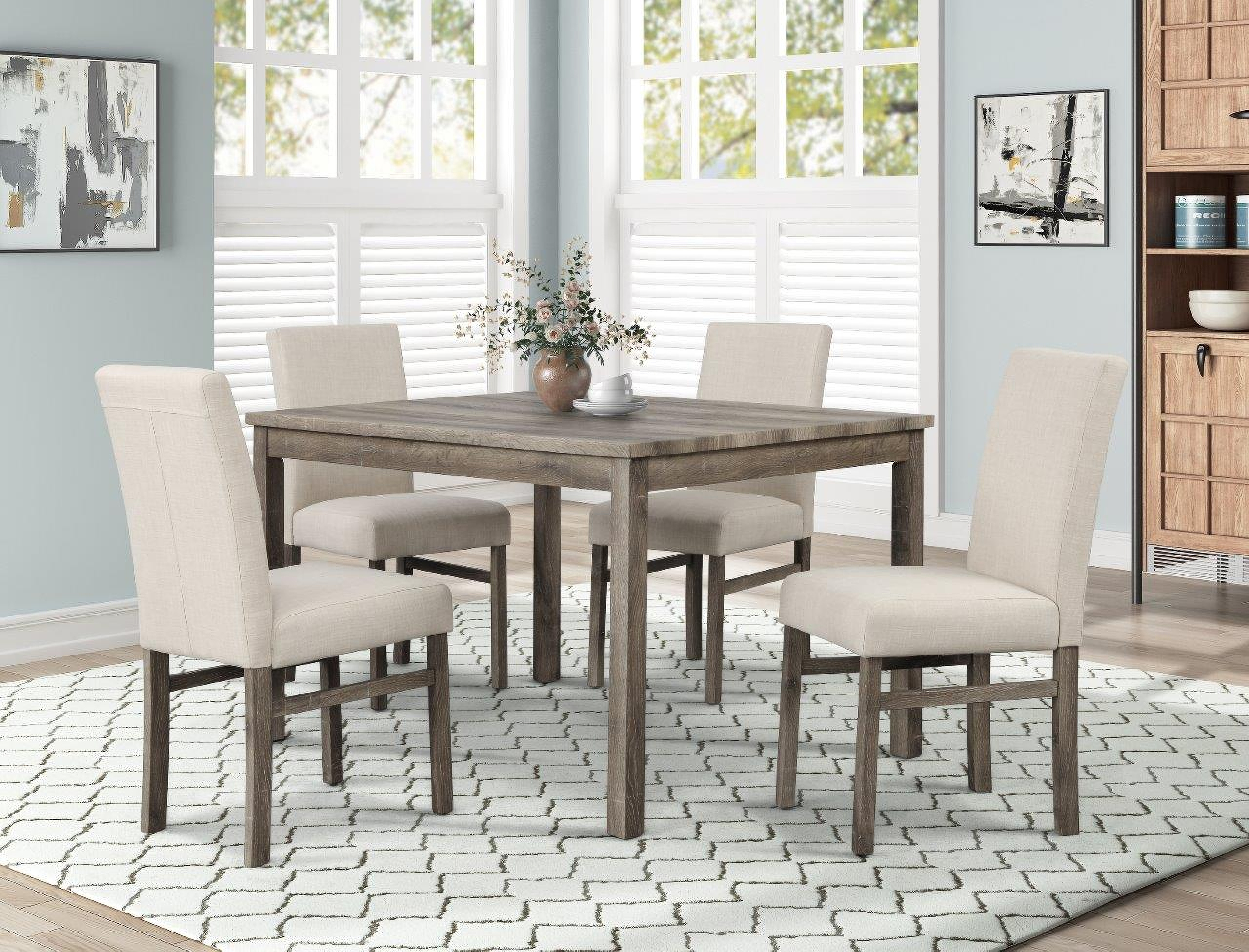 Vitalita 5 Piece Rectangular Wood Dinette Set In oak