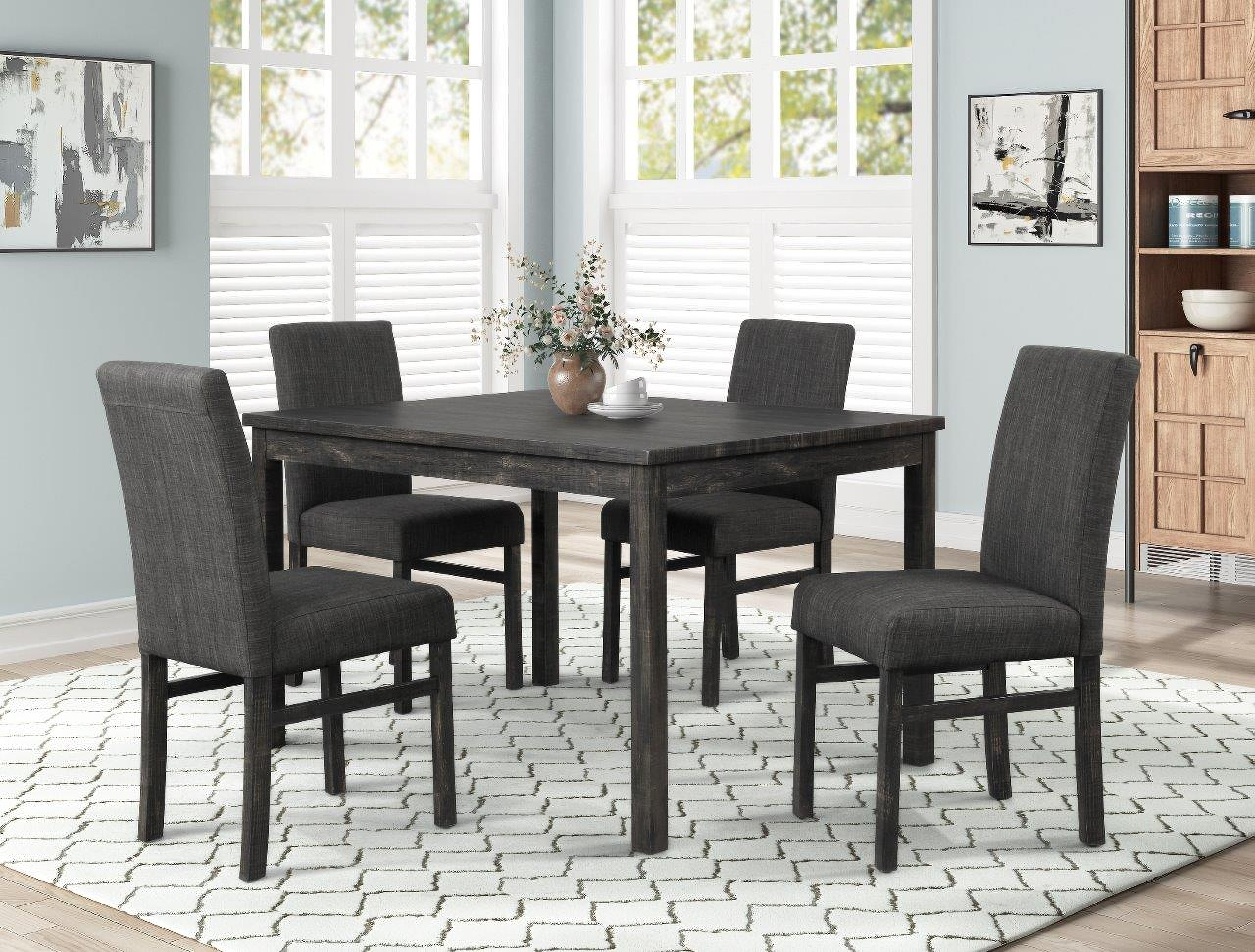 Vitalita 5 Piece Rectangular Wood Dinette Set In Charcoal