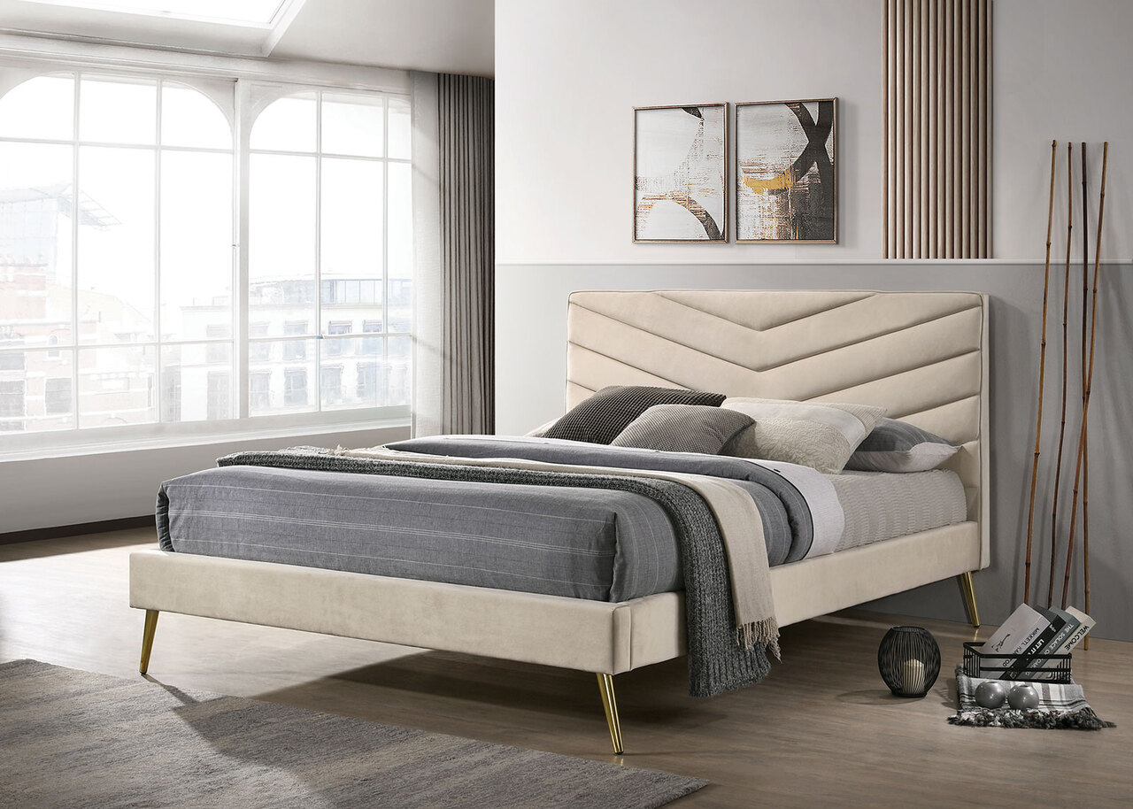 Vivar Queen Bed In Beige by Furniture of America 1StopBedrooms