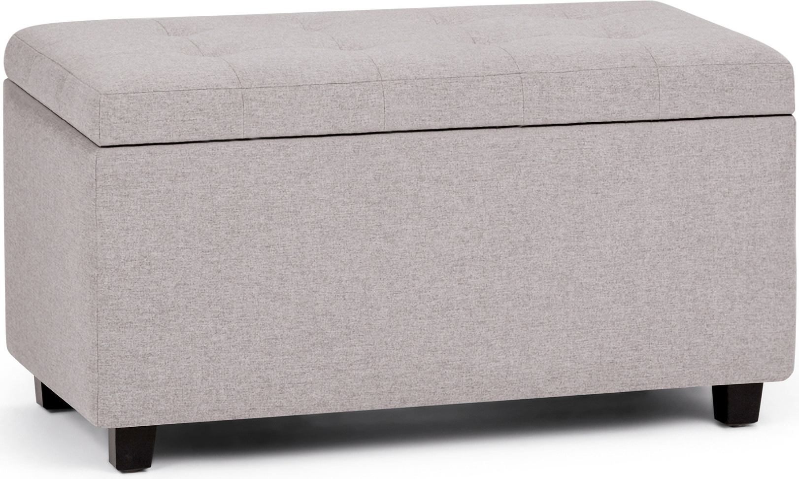 Image showcasing Vortex Upholstered Fabric Storage Ottoman with Tufted Top and Safety ...