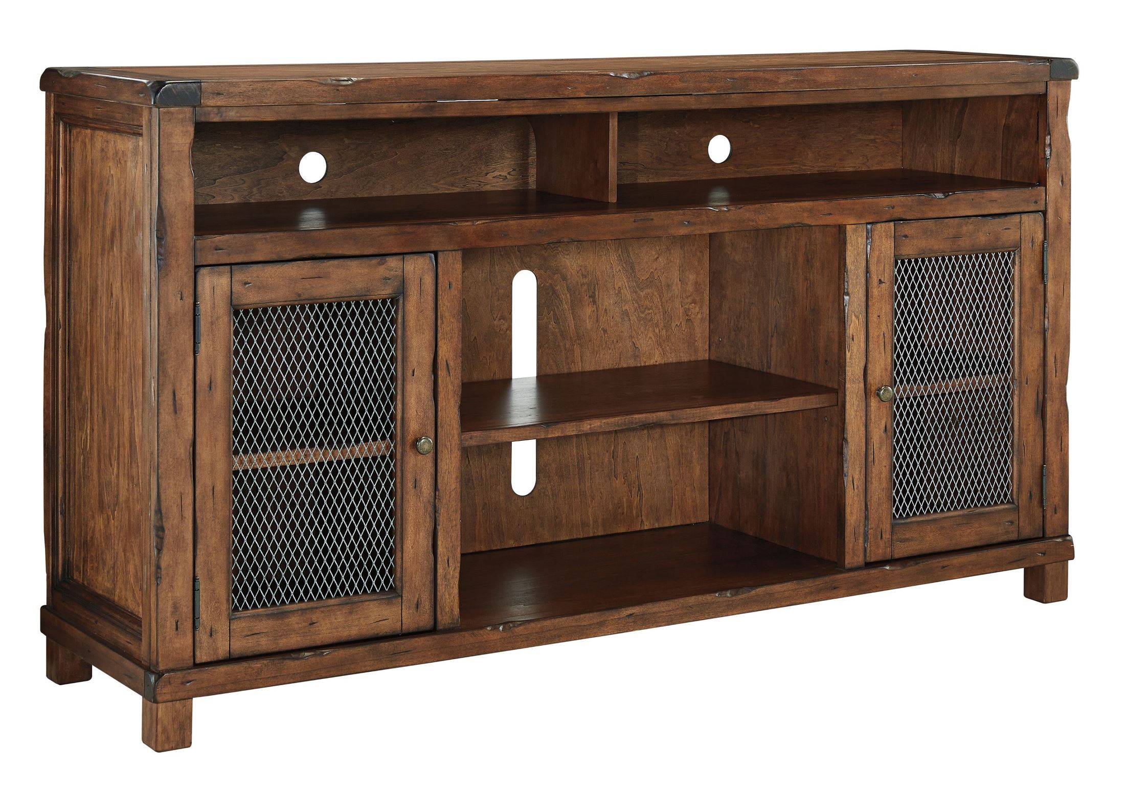 Signature Design By Ashley Tamonie Rustic Brown Extra Large Tv Stand With Fireplace Option