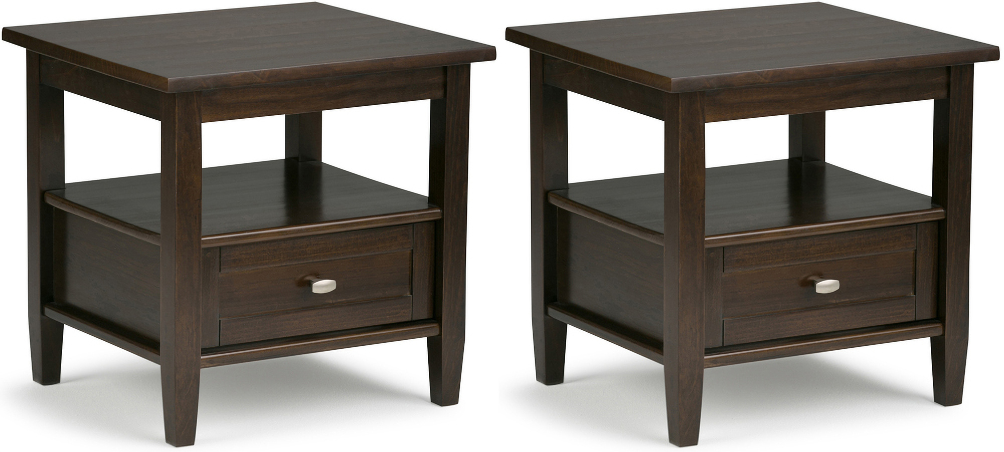 Warm Shaker 20 Inch Solid Wood End Table Set of 2 In Tobacco Brown by ...