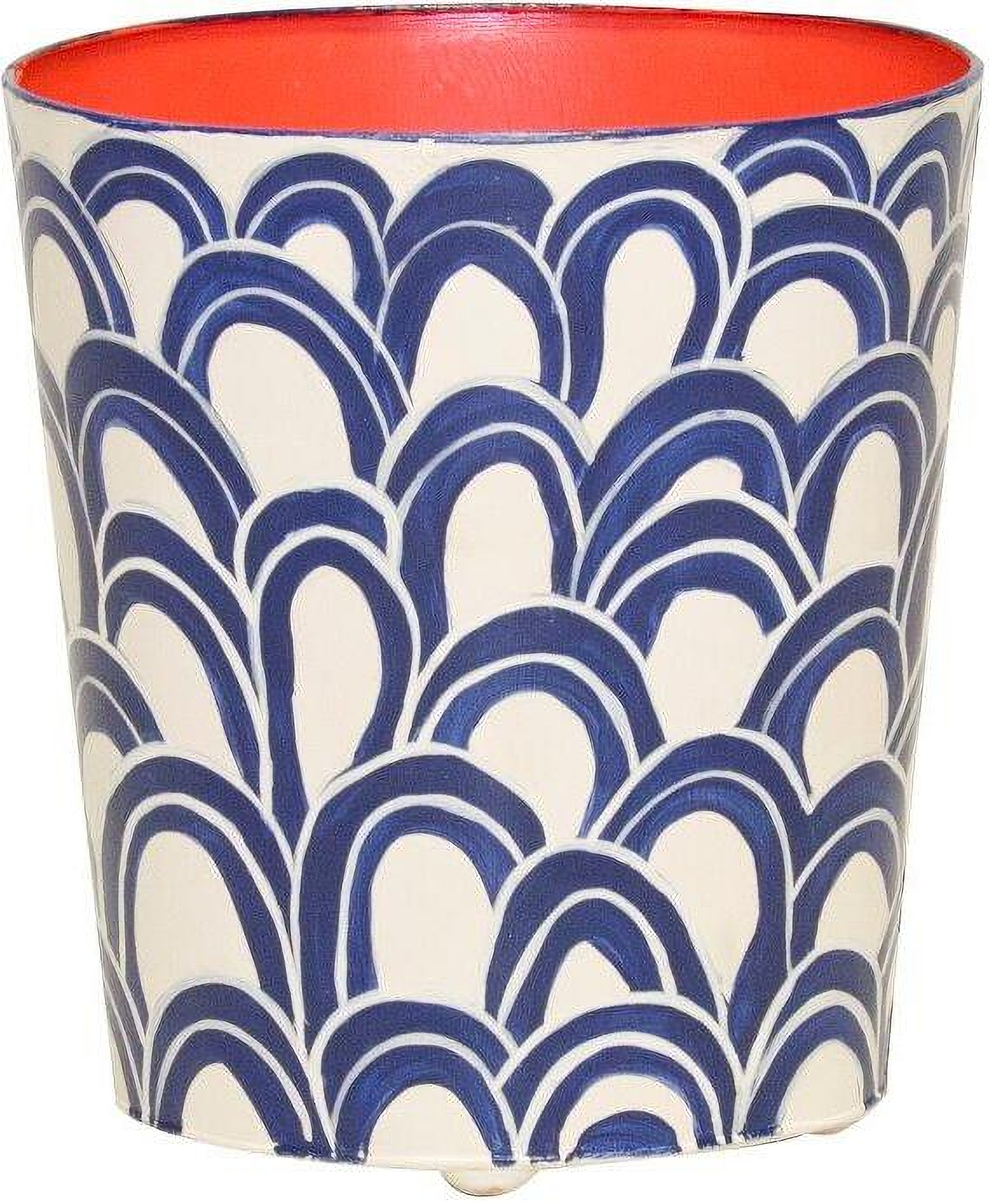 Wbgaston Nvo Navy Cream And Orange Oval Wastebasket By Worlds Away Wbgaston Nvo Navy Cream And Orange Oval Wastebasket By Worlds Away