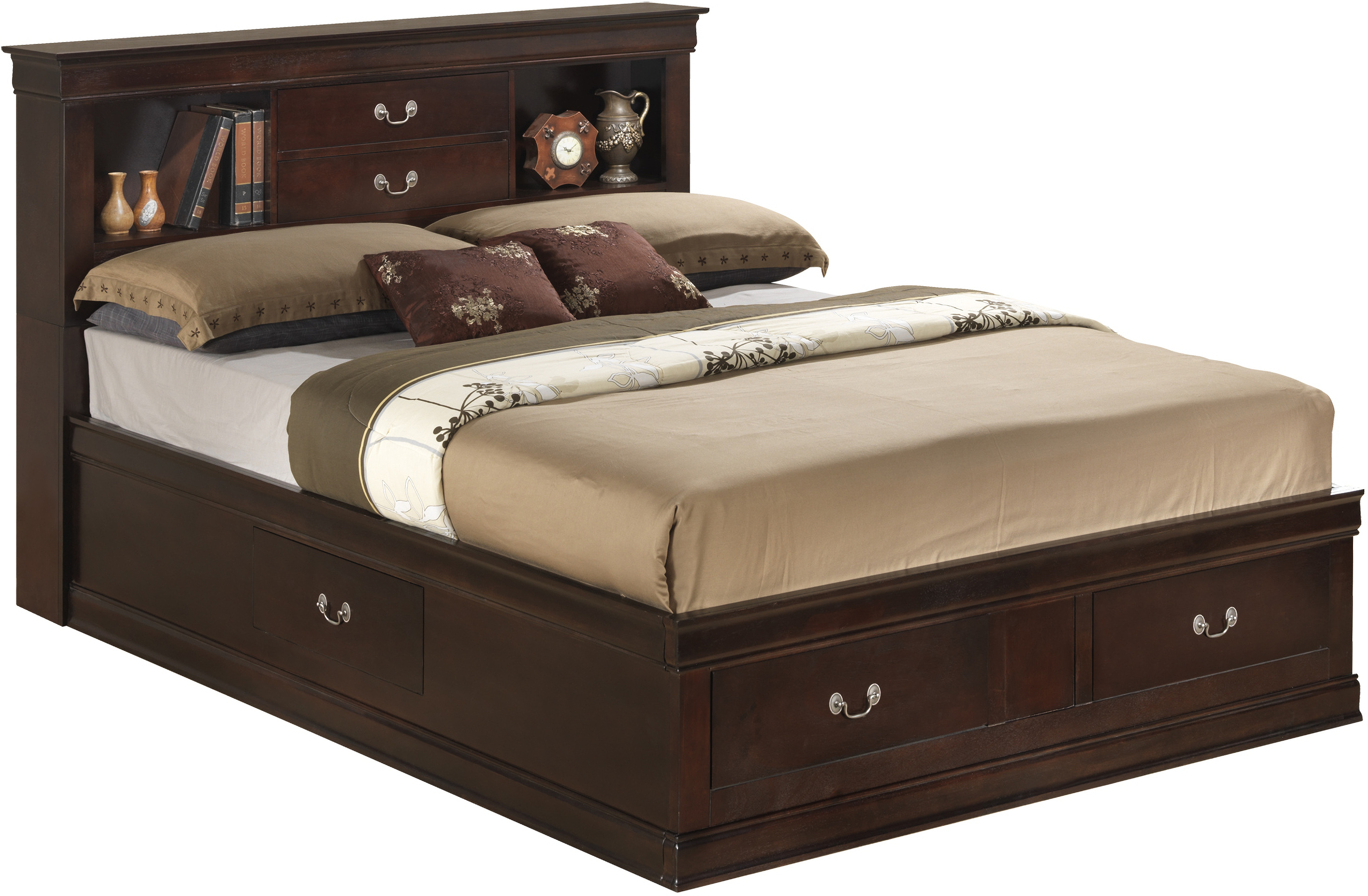 Glory Furniture G3100D 5-Piece Low Profile Storage Bedroom Set in Cherry