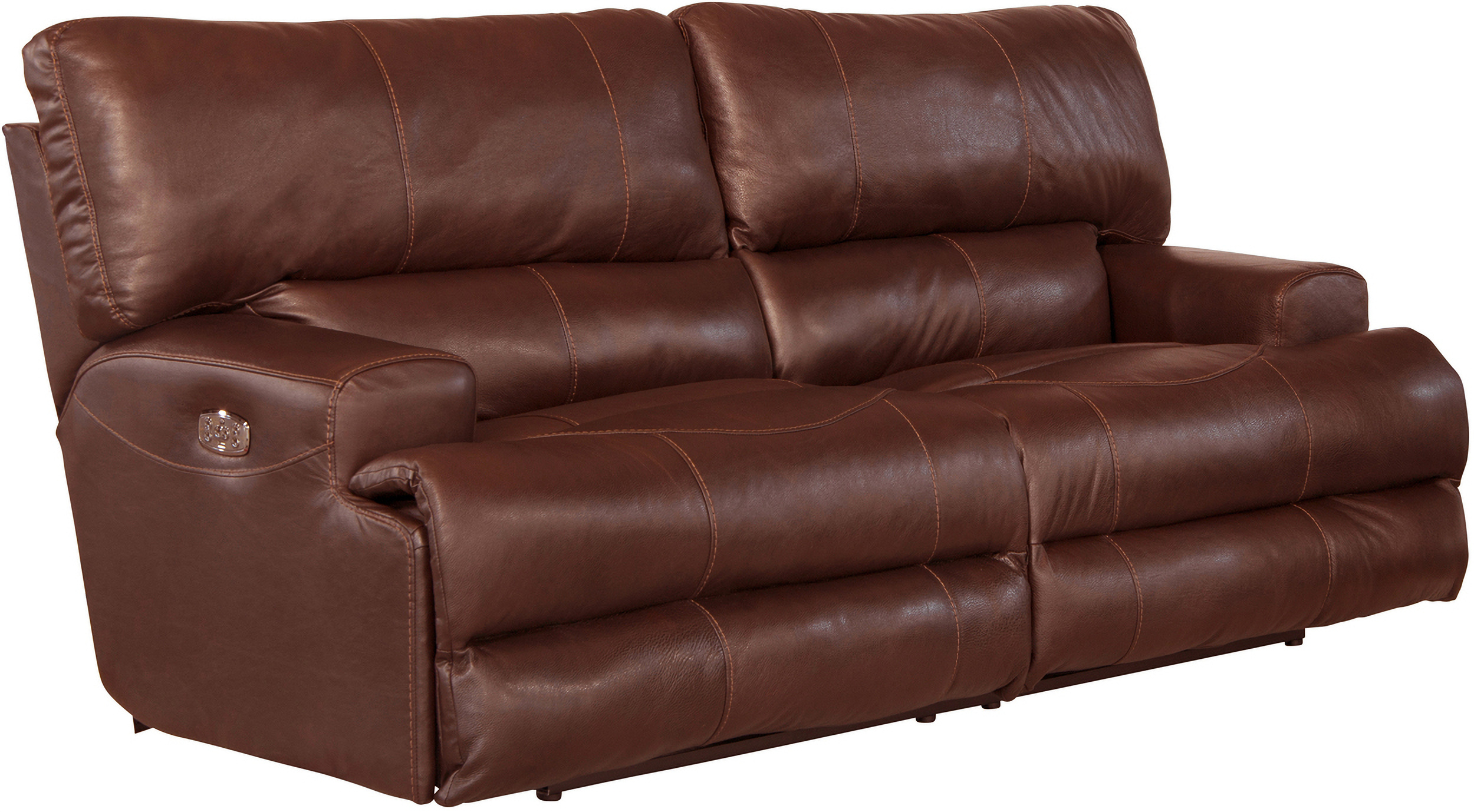 Wembley Power Lay Flat Reclining Sofa with Power Adjustable Headrest And Lumbar  Support In Walnut by Catnapper
