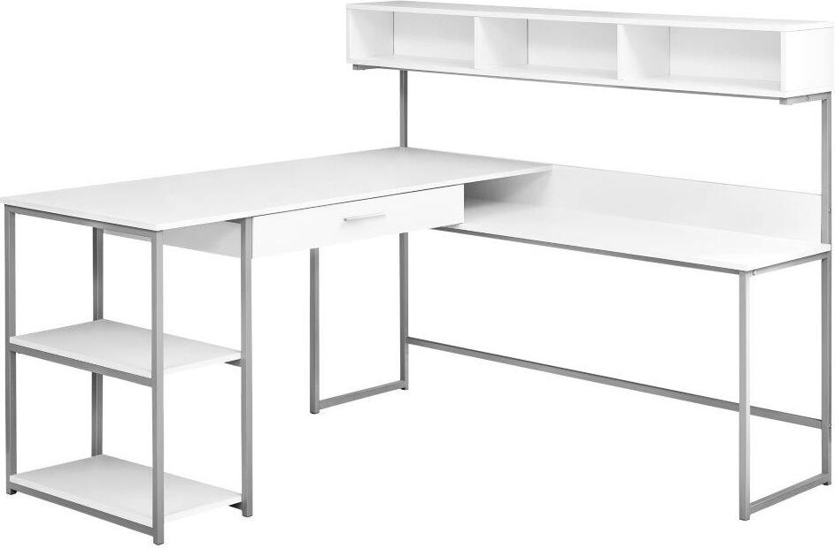 White Silver Metal Computer Desk Corner by Monarch Specialties