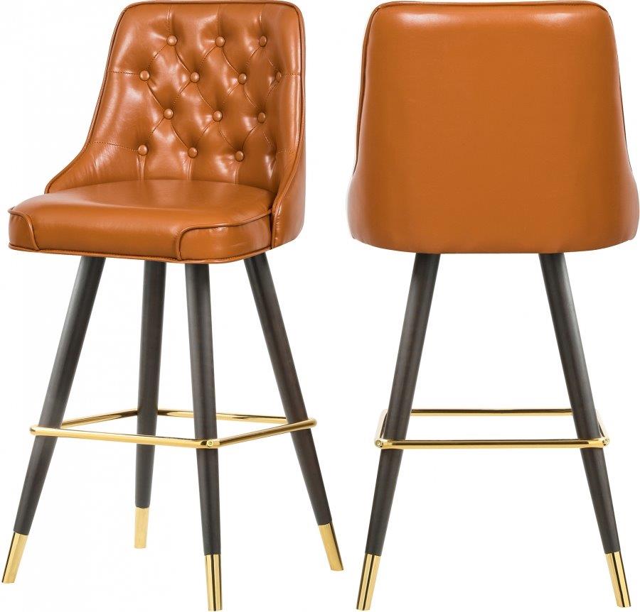 Willa Cognac Faux Leather Counter Bar, Cognac Leather Bar Stool