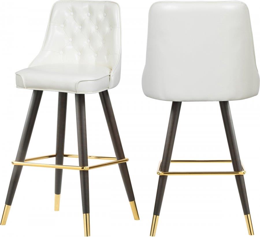 Faux Leather Counter Bar Stool Set, White Faux Leather Barstools