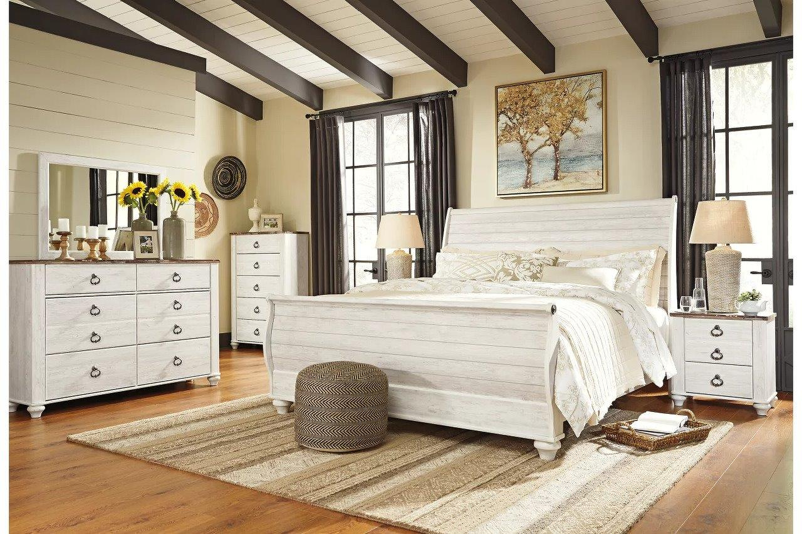 Whitewash store bedroom set