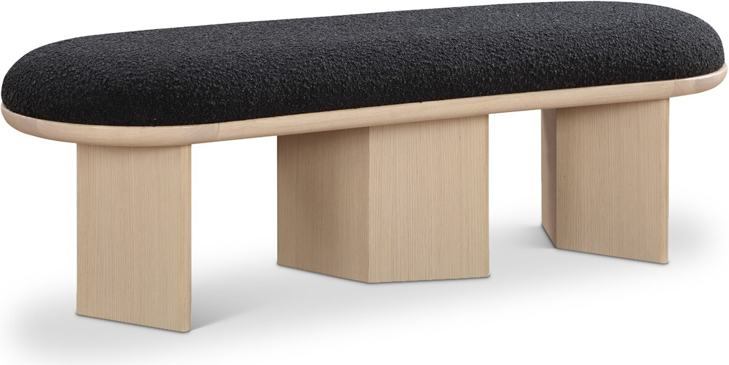 Wilshire Boucle Fabric Bench In Black and Natural Oak by Meridian | 1StopBedrooms