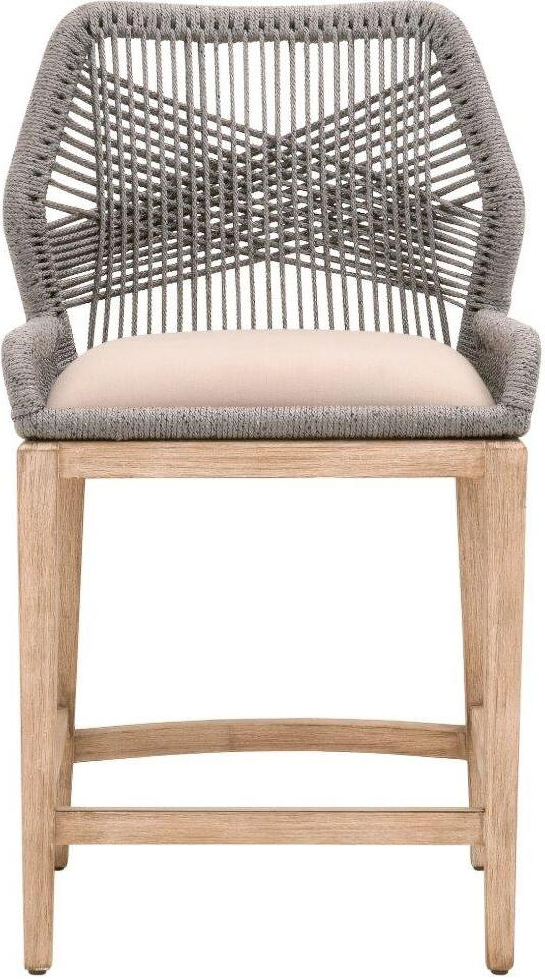 Theodore modern classic grey woven fixed cushion mahogany counter stool hot sale