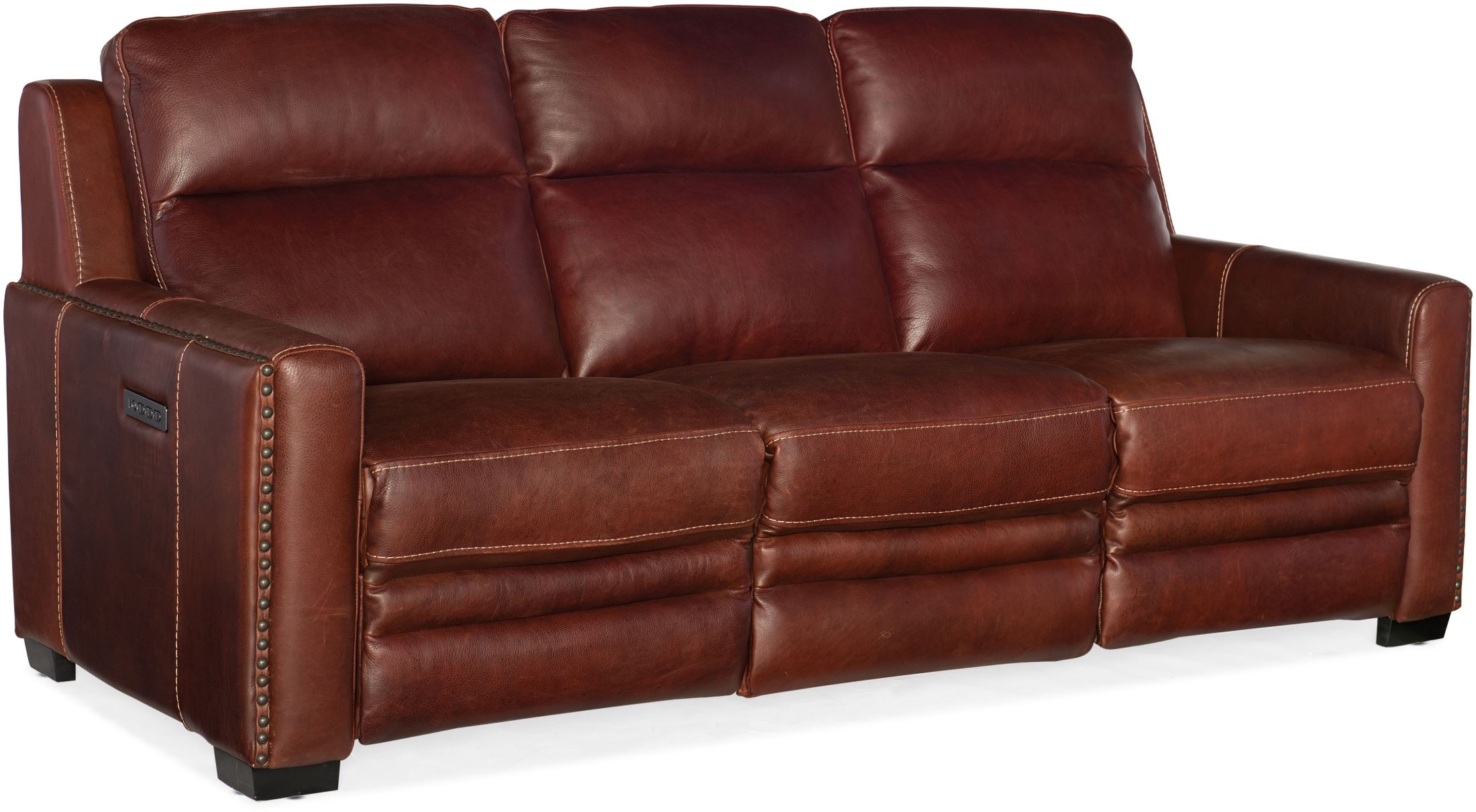 Aviator Chaldan Rust Leather Power Reclining Sofa With