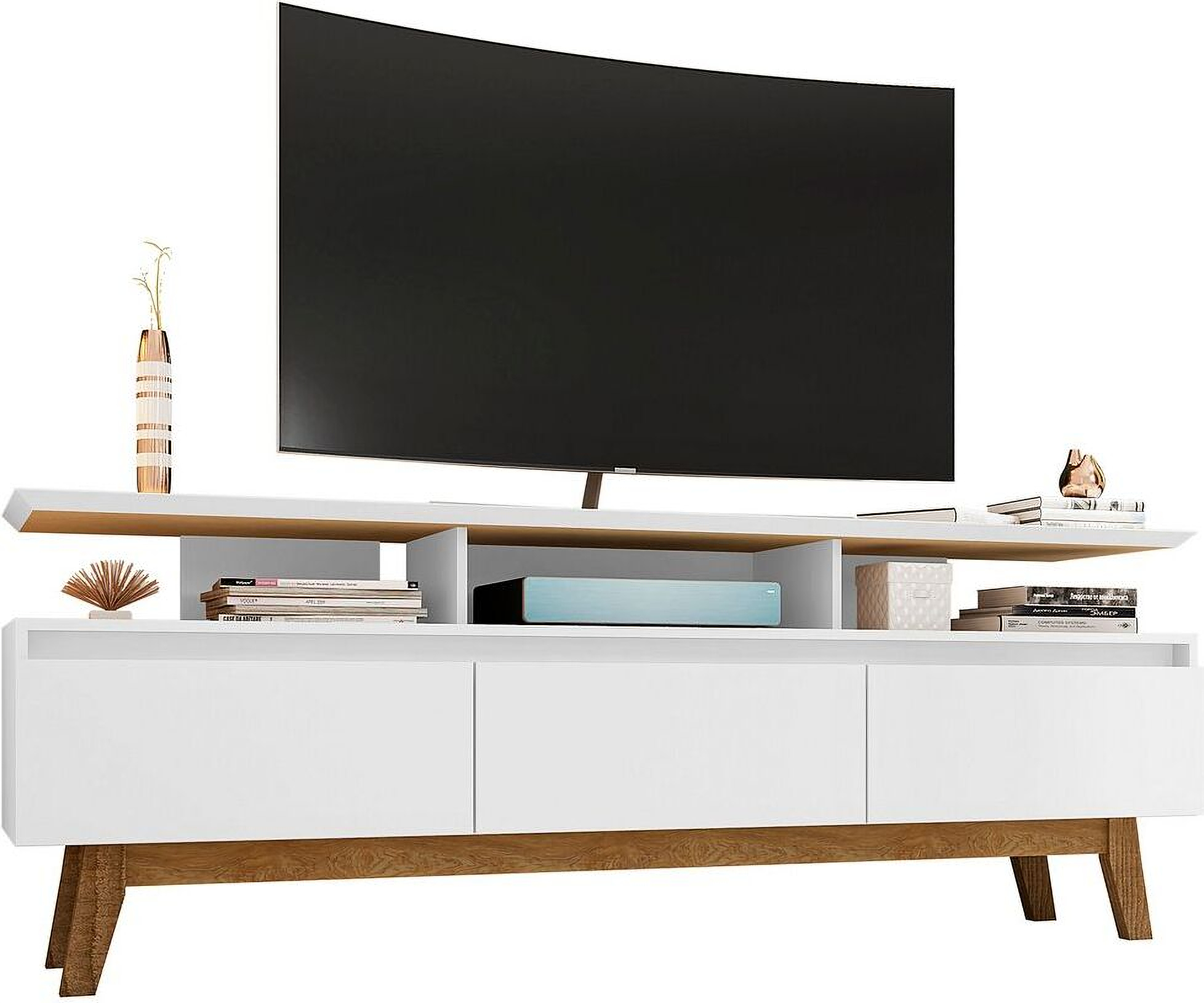 Yonkers 70.86 TV Stand in White by Manhattan Comfort 1StopBedrooms