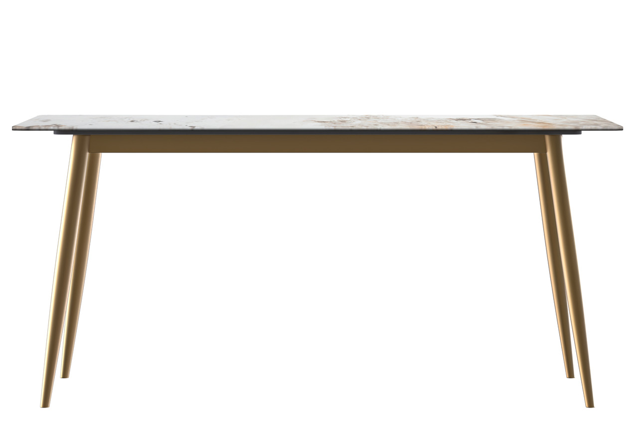 Zayle 55 Inch Dining Table with Sintered Stone Top In Grey and Gold by ...