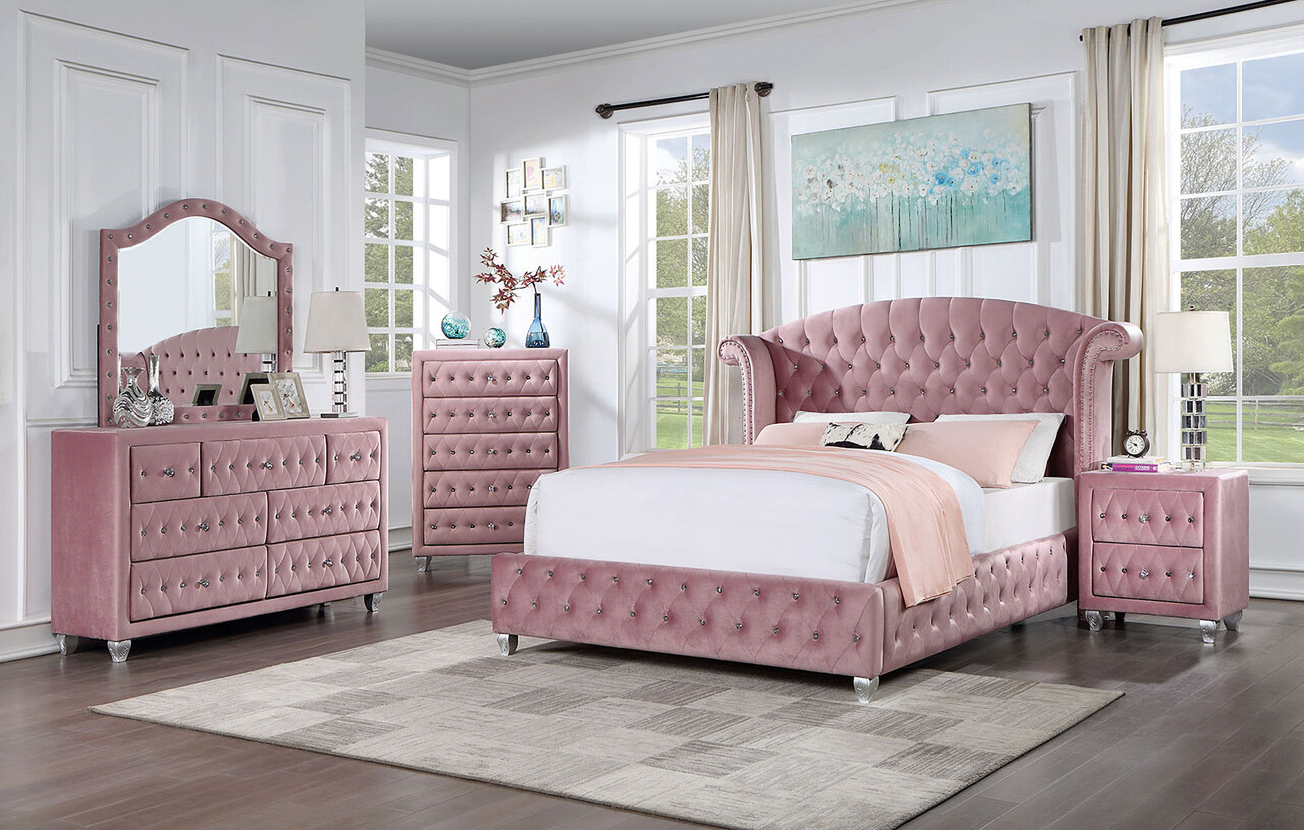Zohar Bedroom Set In Pink by Furniture of America | 1StopBedrooms