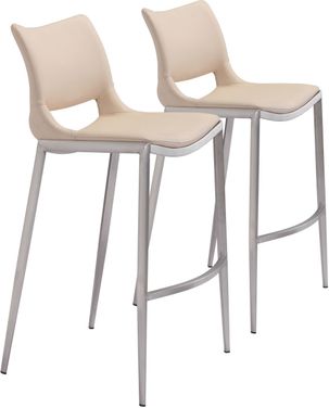 Ace Barstool Set of In Light Pink and Silver by Zuo Modern