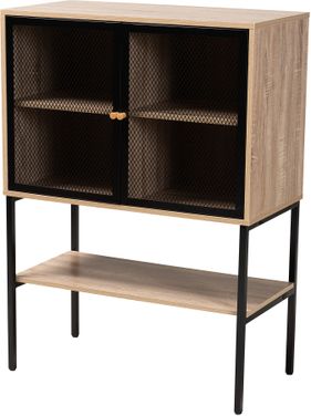 Asher Wood and Metal 2 Door Sideboard In Natural Brown and