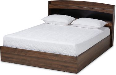 Baxton Studio Christopher Modern and Contemporary Rustic Walnut Brown Finished Wood Queen Size Platform Bed with Shelves Baxton Studio Christopher Modern and Contemporary Rustic Walnut Brown Finished Wood Queen Size Platform Bed with Shelves