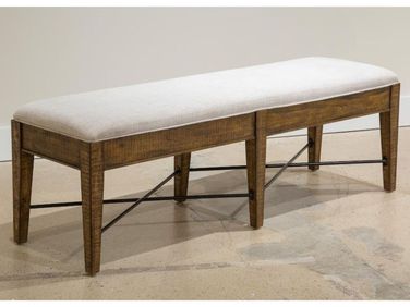 Bay Creek Toasted Nutmeg Wood Bench with Upholstered Seat KD by