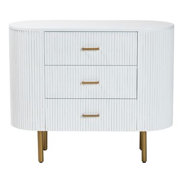 bali & pari Beyla Mid-Century White Fluted Wood and Gold Metal 3-Drawer Dresser bali & pari Beyla Mid-Century White Fluted Wood and Gold Metal 3-Drawer Dresser