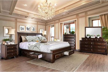 Brandt Brown Cherry Storage Sleigh Bedroom Set by Furniture of America 1StopBedrooms
