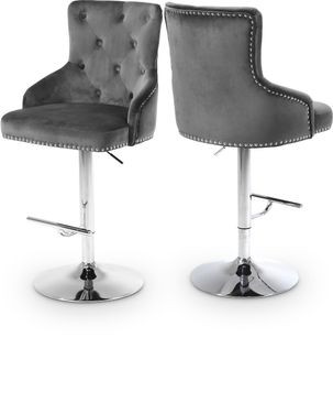 Claude Velvet Adjustable Stool In Grey by Meridian 1StopBedrooms