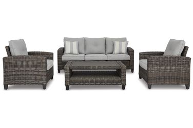 Cloverbrooke 4 Piece Outdoor Conversation Set In Gray by Ashley Furniture 1StopBedrooms
